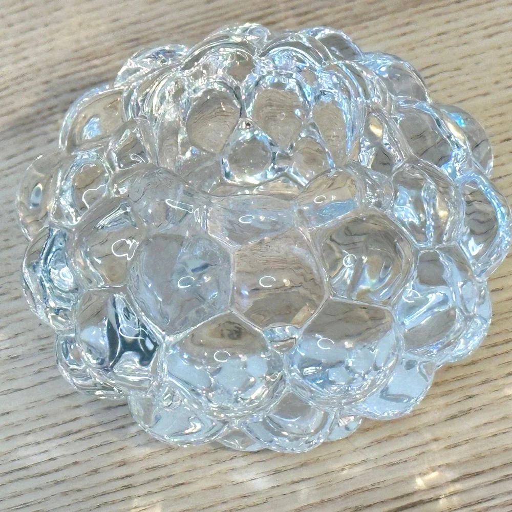 Orrefors Raspberry Art Glass Votive Candle Holder Tealight Bubble Texture Modern